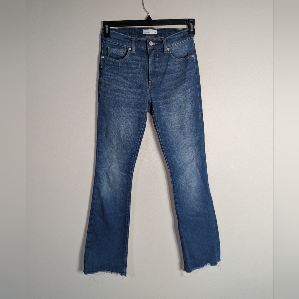 2/26 LOFT Raw Hem Medium Whiskered Wash The Boot Cut Jeans